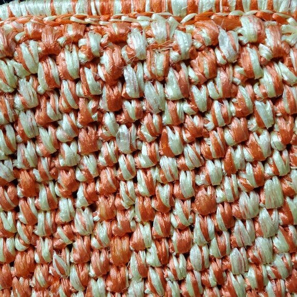 Vintage 1950s 1960s Orange And Yellow Crochet Raffia Handbag Purse - Picture 3 of 13